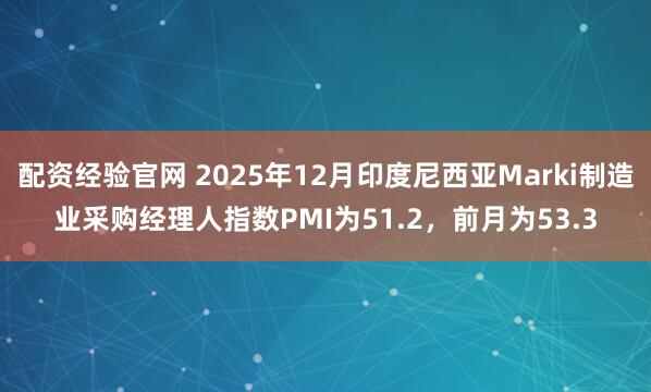 配资经验官网 2025年12月印度尼西亚Marki制造业采购经理人指数PMI为51.2，前月为53.3