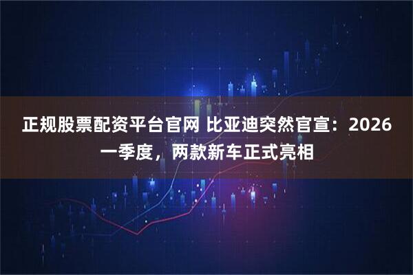 正规股票配资平台官网 比亚迪突然官宣：2026一季度，两款新车正式亮相